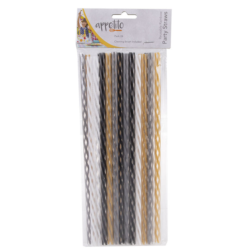 Appetito Reusable Party Straws with Brush 24pcs