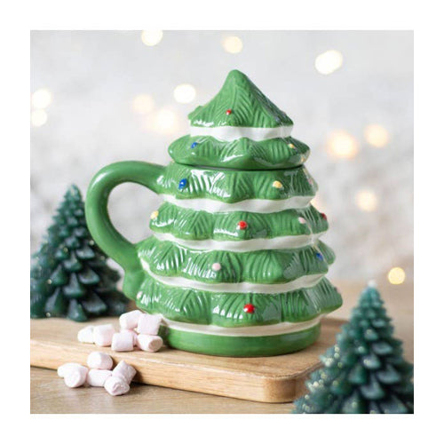 Green Christmas Tree Shaped Ceramic Mug
