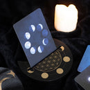 Black Flower of Life Crescent Moon Wooden Tarot Card Stand