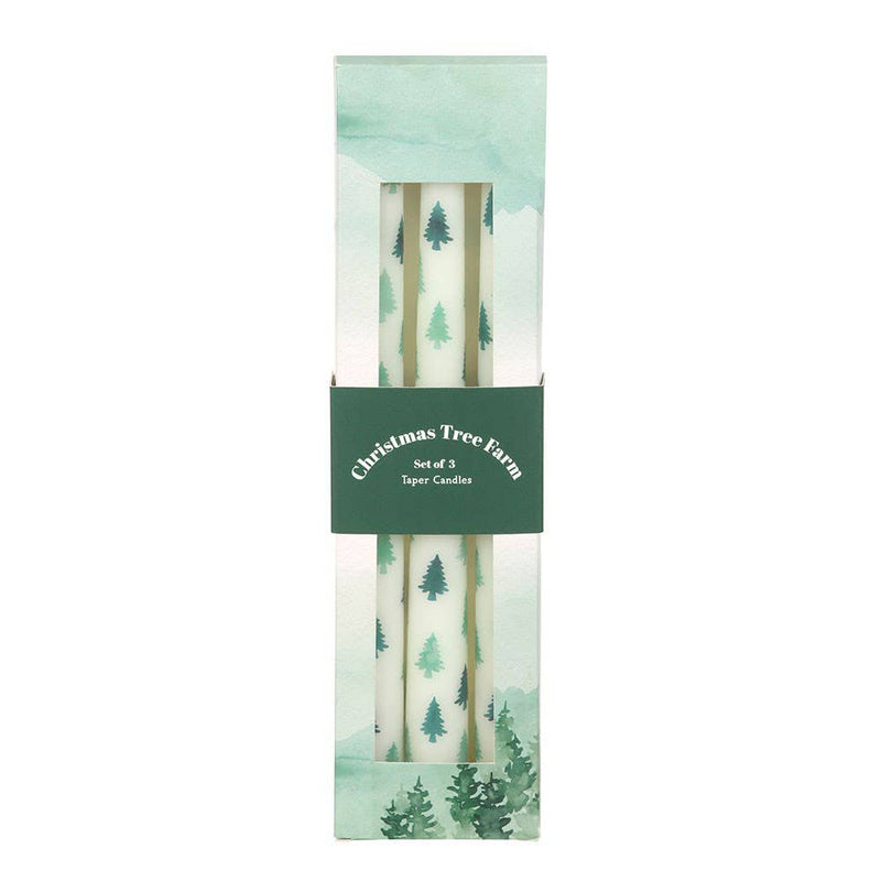 White Fir Tree Taper Candles (Set of 3)