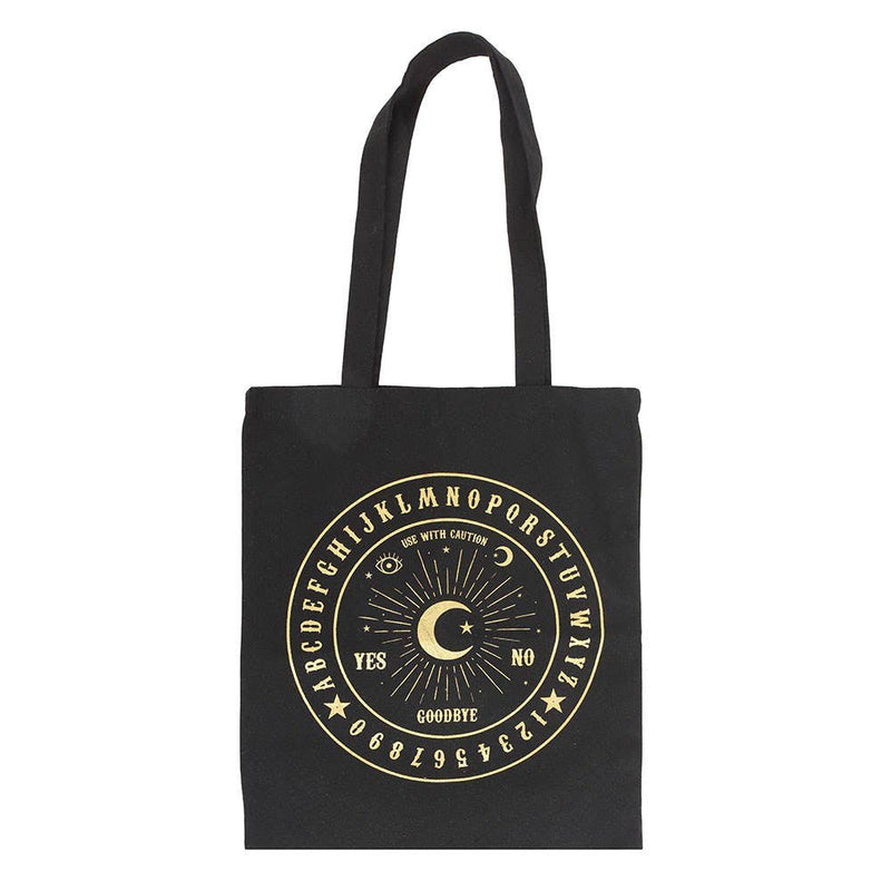 Round Black and Gold Talking Board Polycotton Tote Bag
