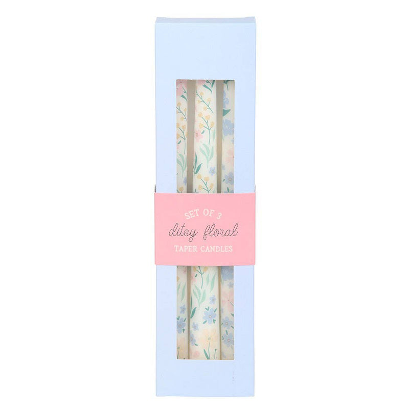 Ditsy Floral Taper Candles (Set of 3)