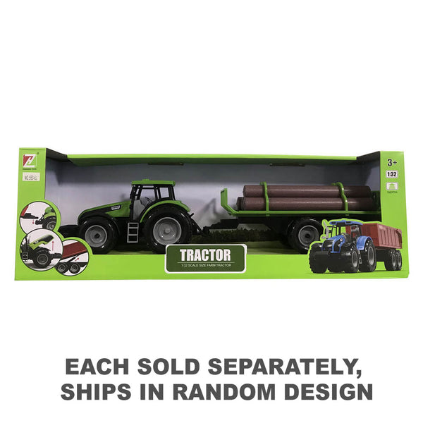 Friction Farm Toy Tractor with Trailer