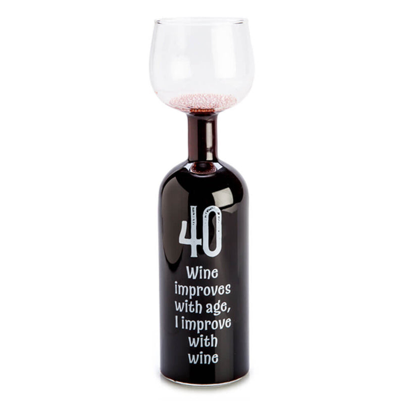 Happy Birthday Wine Bottle Glass