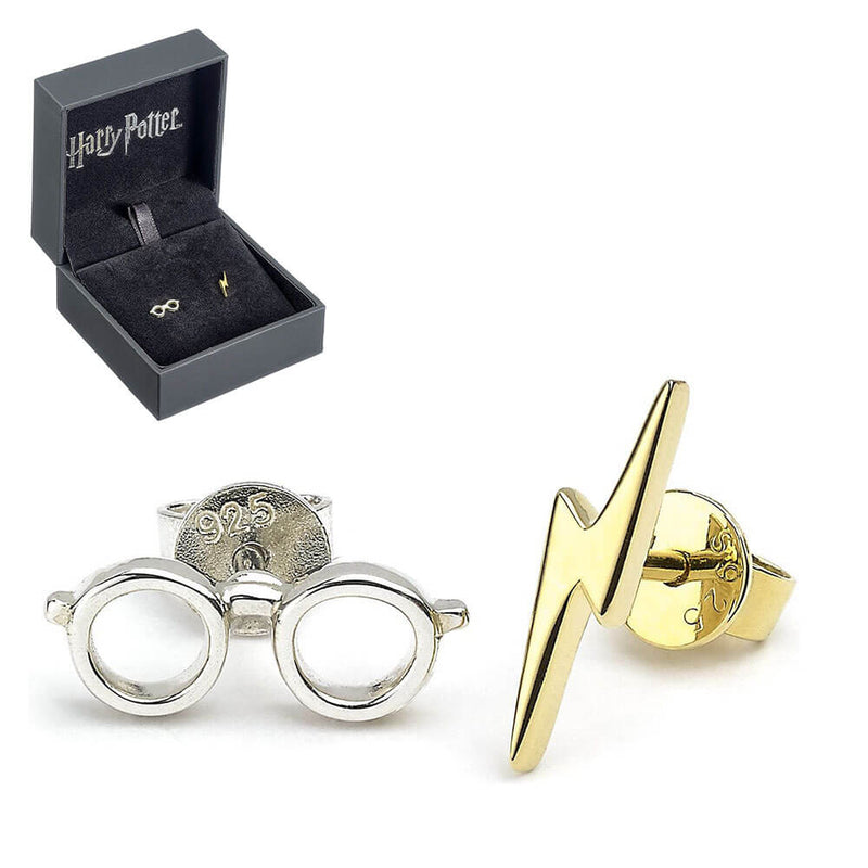 HP Silver Earrings Lightning Bolt & Glasses Stud